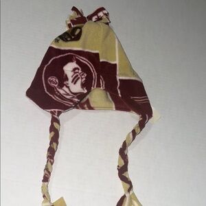 Handmade by Mad Garnet & Gold FSU Fleece Hat With Braided Tassels Size Large